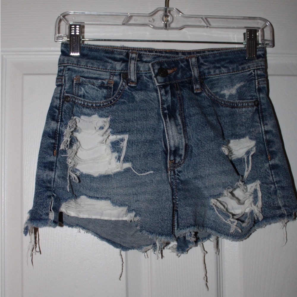 American Eagle Outfitters Blue High-Rise Denim Shorts